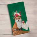 Fox and Rooster Holiday Collection Tea towel