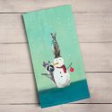 Snowman, Racoon, and Rabbit Holiday Collection Tea Towel