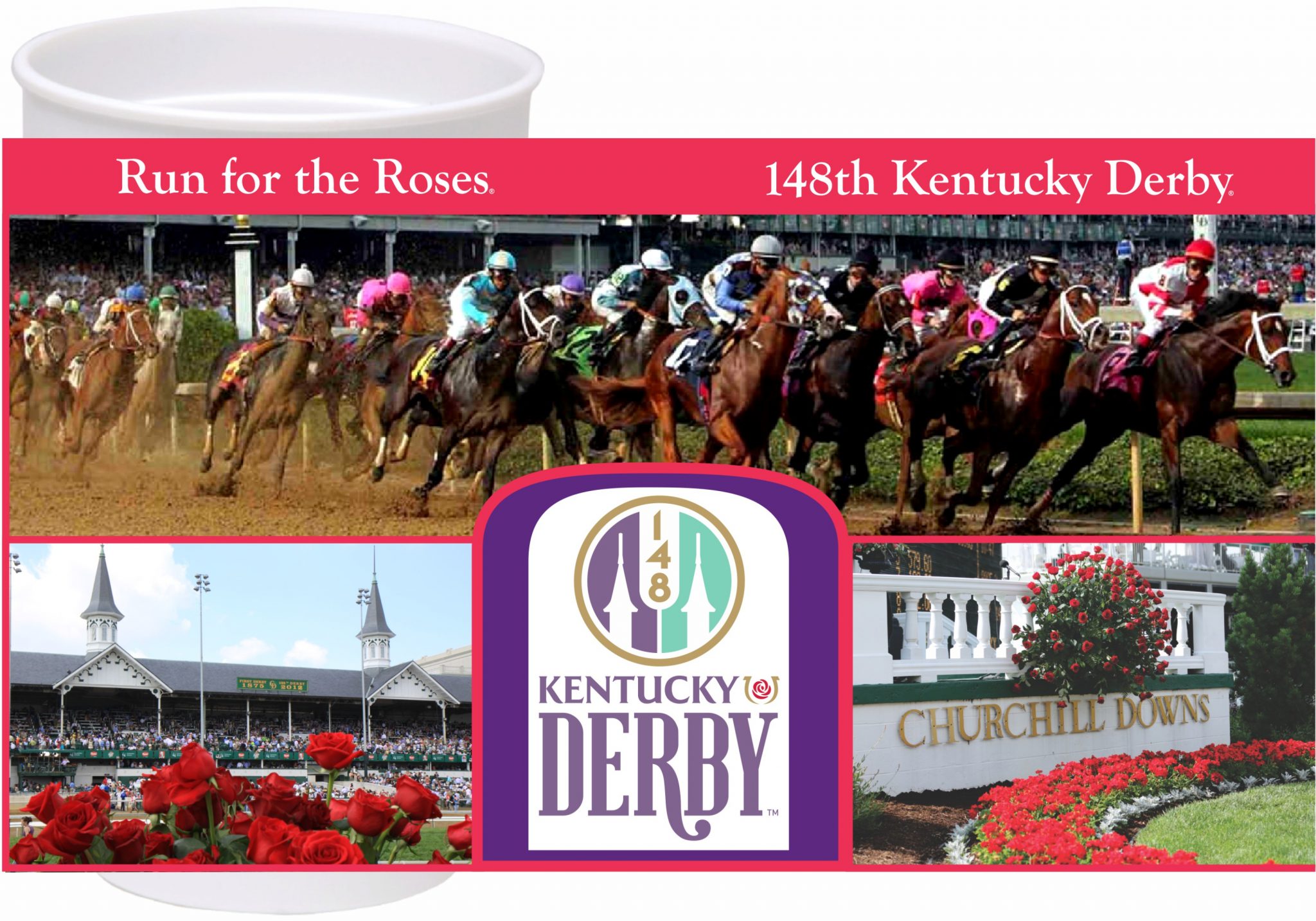 148th (2022) Kentucky Derby 22 oz. Souvenir Cups 4 per Package Derby