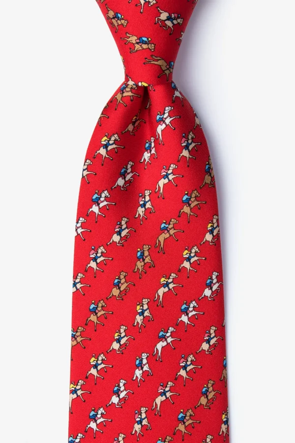 Win, Place, Show Red Silk Tie