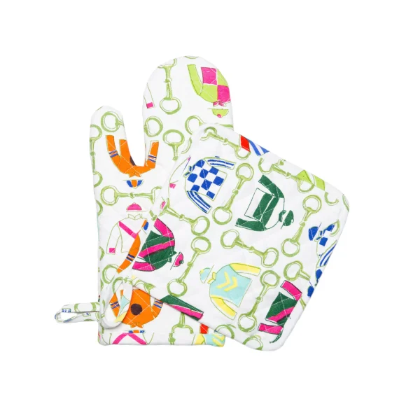 Pick Six Jockey Silks Oven Mitt and Potholder