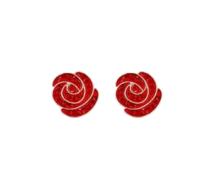Derby Icon Rose Rhinestone Filled Post Earrings