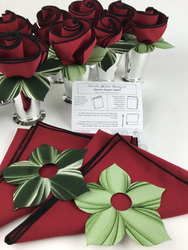 Green Leafy Napkin Rings/Cuffs - Set of 4