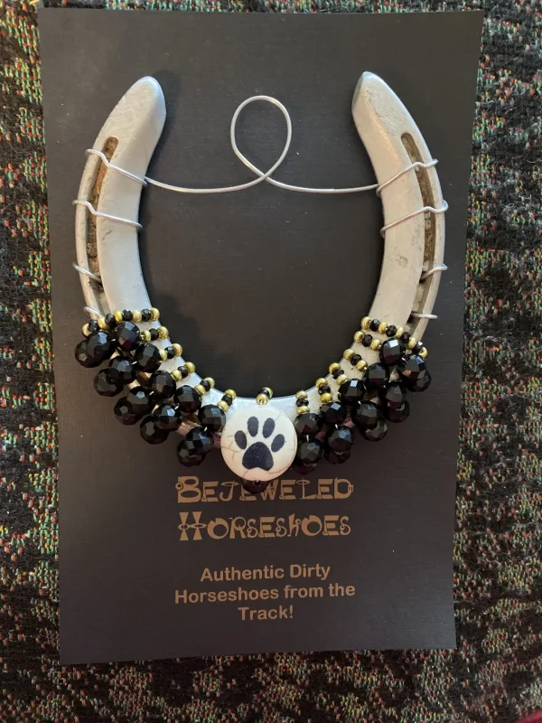 Bejeweled Horseshoe with Paw Print