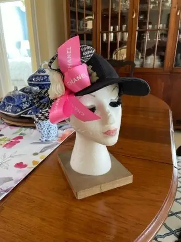 Black with Polka Dot Ribbon Hat