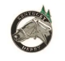 Kentucky Derby Black Enameled Lapel Pin with Silver Horse Head