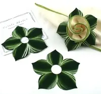 Dark Green Leafy Napkin Ring/Cuff - Set of 4