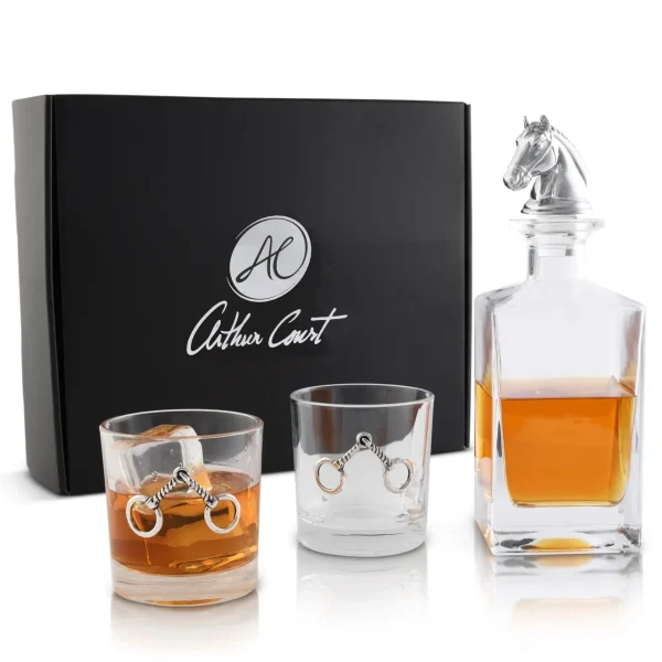 Equestrian Decanter Set with 2 Glasses