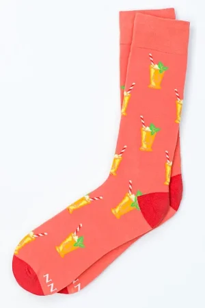 Mint Julep, Please   Coral Men's Socks