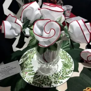 Ivory Banquet Napkins with Burgundy Trim