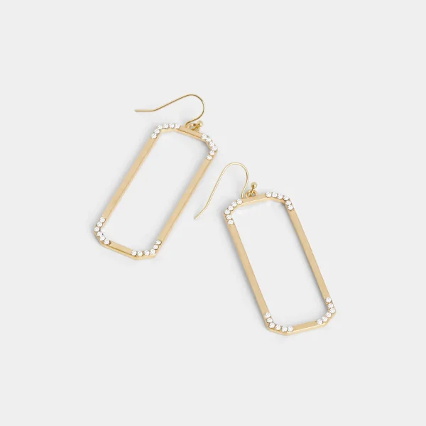 Whispers Dainty Rectangle Dangles Earrings - Gold