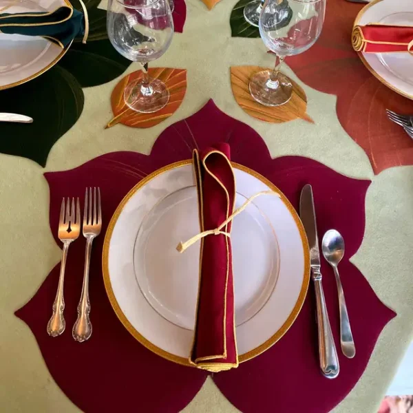 Burgundy Banquet Napkin with Gold Trim