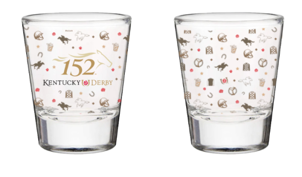 152nd  Ky Derby Silks Pattern Wrap Clear Shotglass