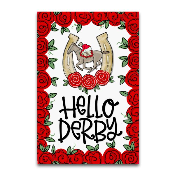 Hello Derby Festive Garden Flag