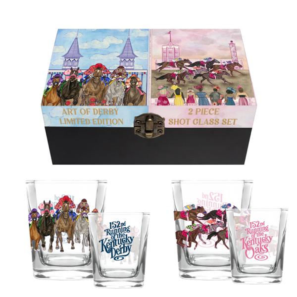 152nd Art of the Derby and Oaks Limited Edition Boxed Set of Shot Glasses