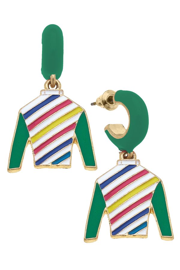 Marble Jockey Silk Huggie Drop Earrings in Green