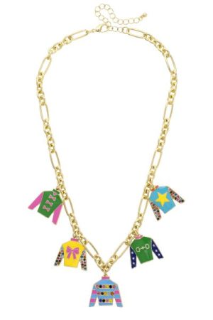 Winner's Circle Jockey Silk Enamel Charm Necklace