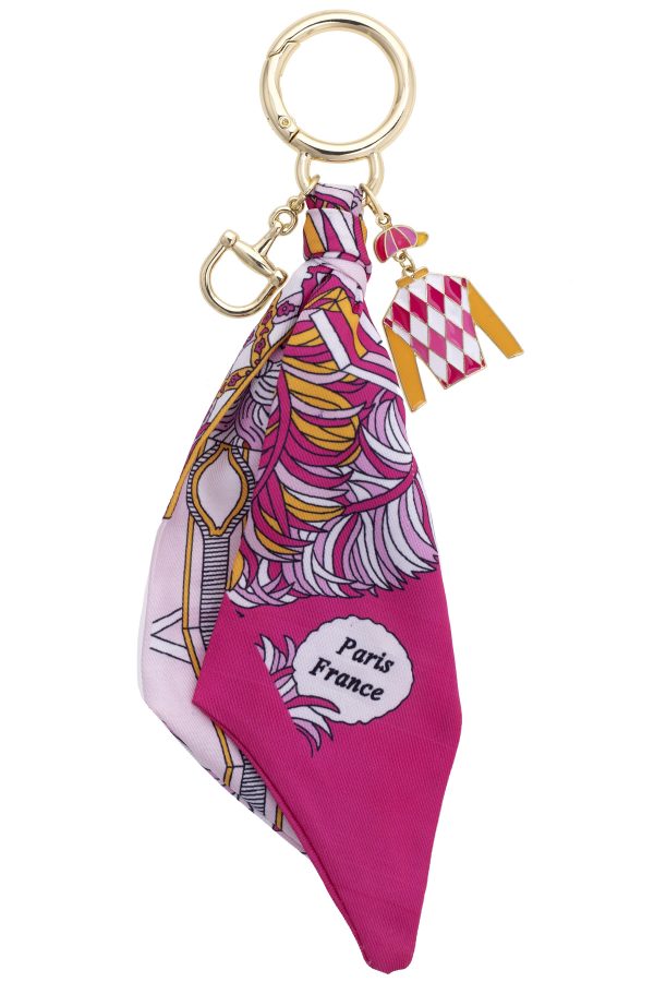 Fiona Jockey Silk Twilly Bag Charm in Pink and Orange