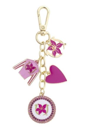 Stargazer Lily Kentucky Oaks Jockey Silk Enamel Pink Bag Charm