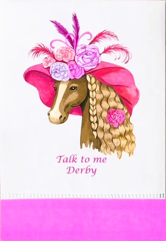 Talk to me Derby - Horse sporting it's own Derby Hat Tea/Bar Towel